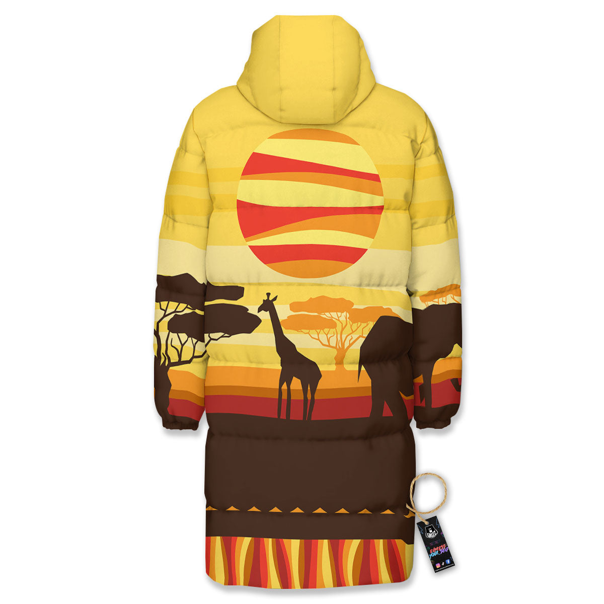 Sun African Print Long Down Jacket-grizzshop