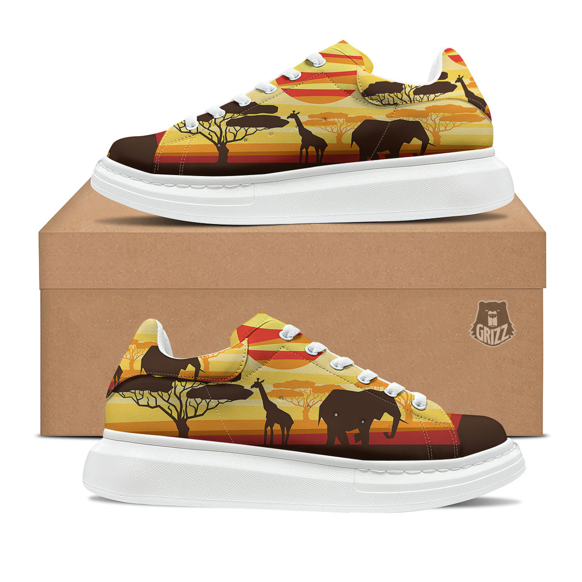 Sun African Print Platform Shoes-grizzshop