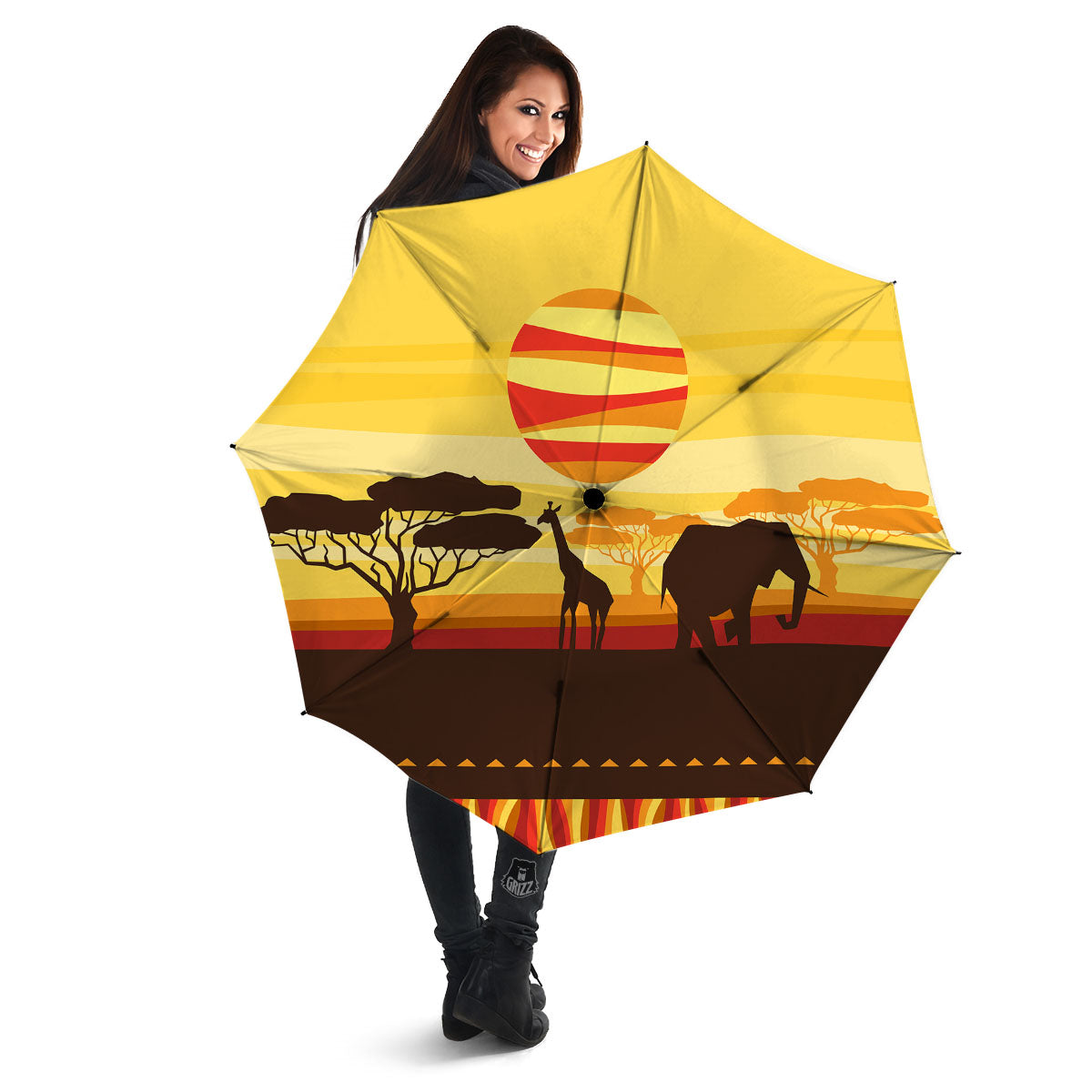 Sun African Print Umbrella-grizzshop