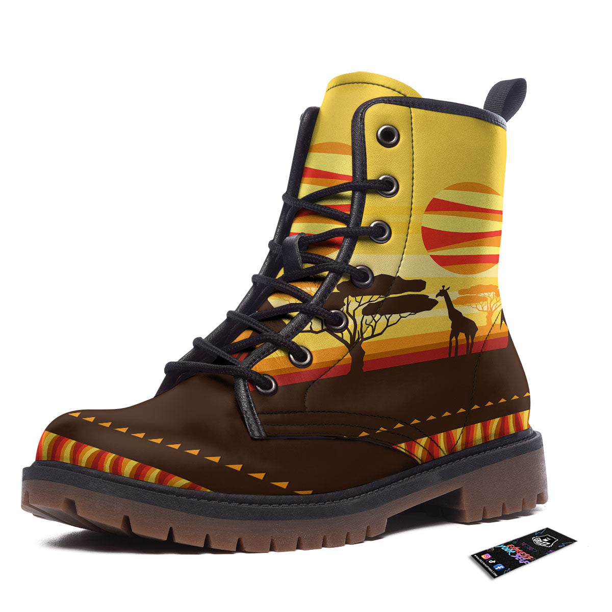 Sun African Print Work Boots-grizzshop