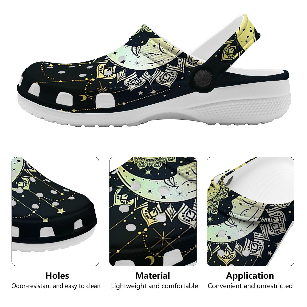 Sun And Bohemian Moon Print Clog-grizzshop