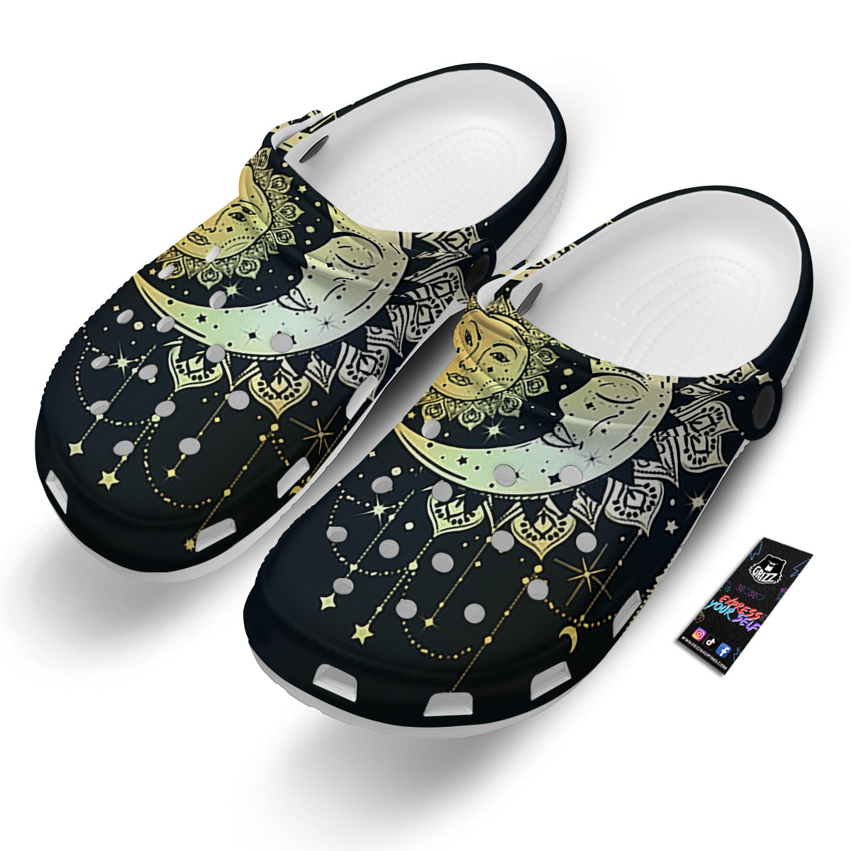 Sun And Bohemian Moon Print Clog-grizzshop