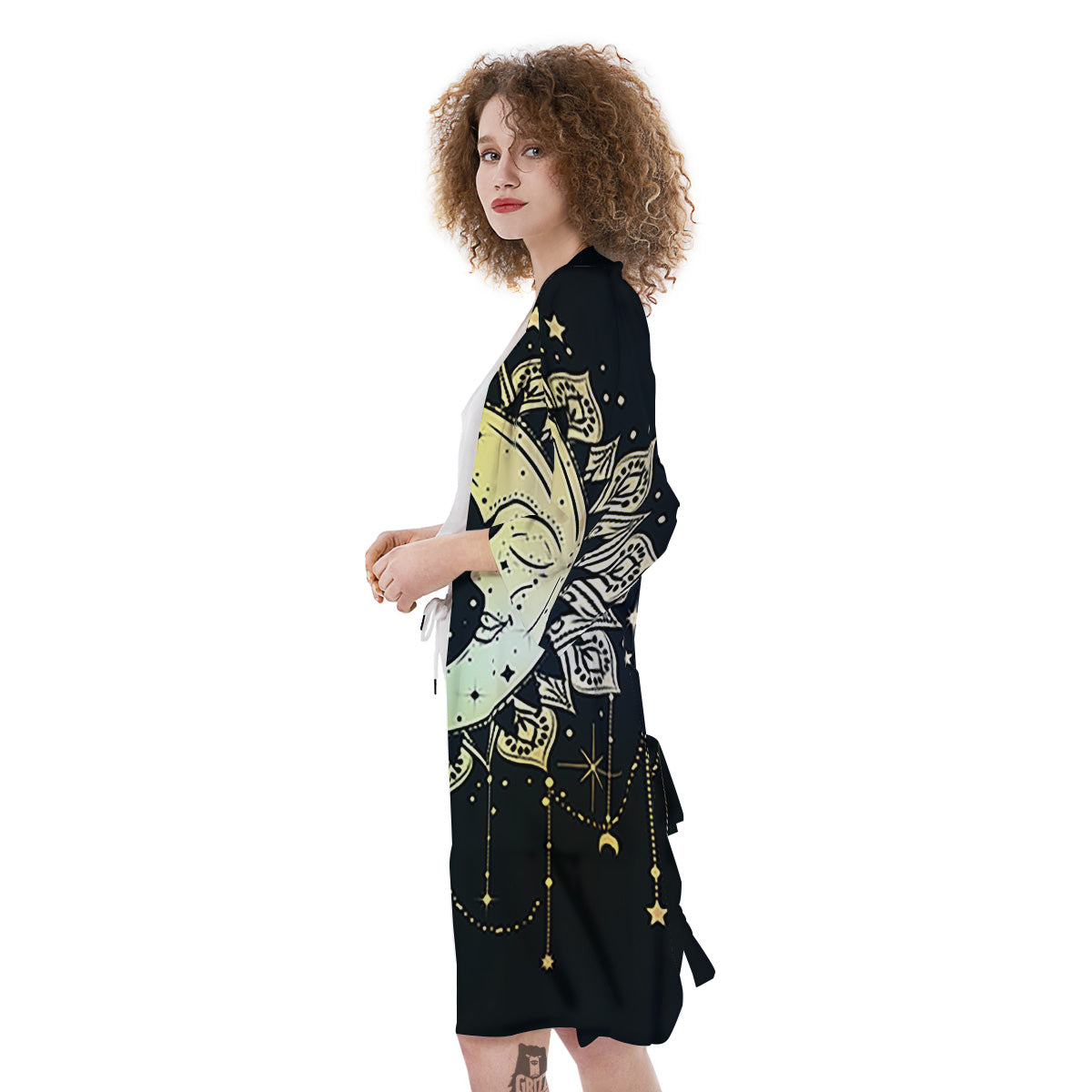 Sun And Bohemian Moon Print Kimono-grizzshop