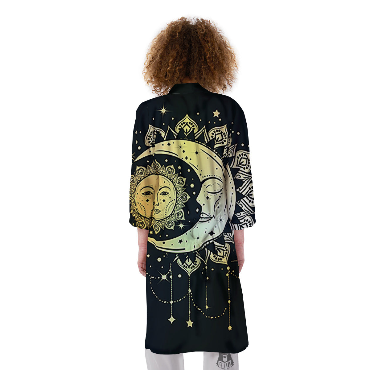Sun And Bohemian Moon Print Kimono-grizzshop