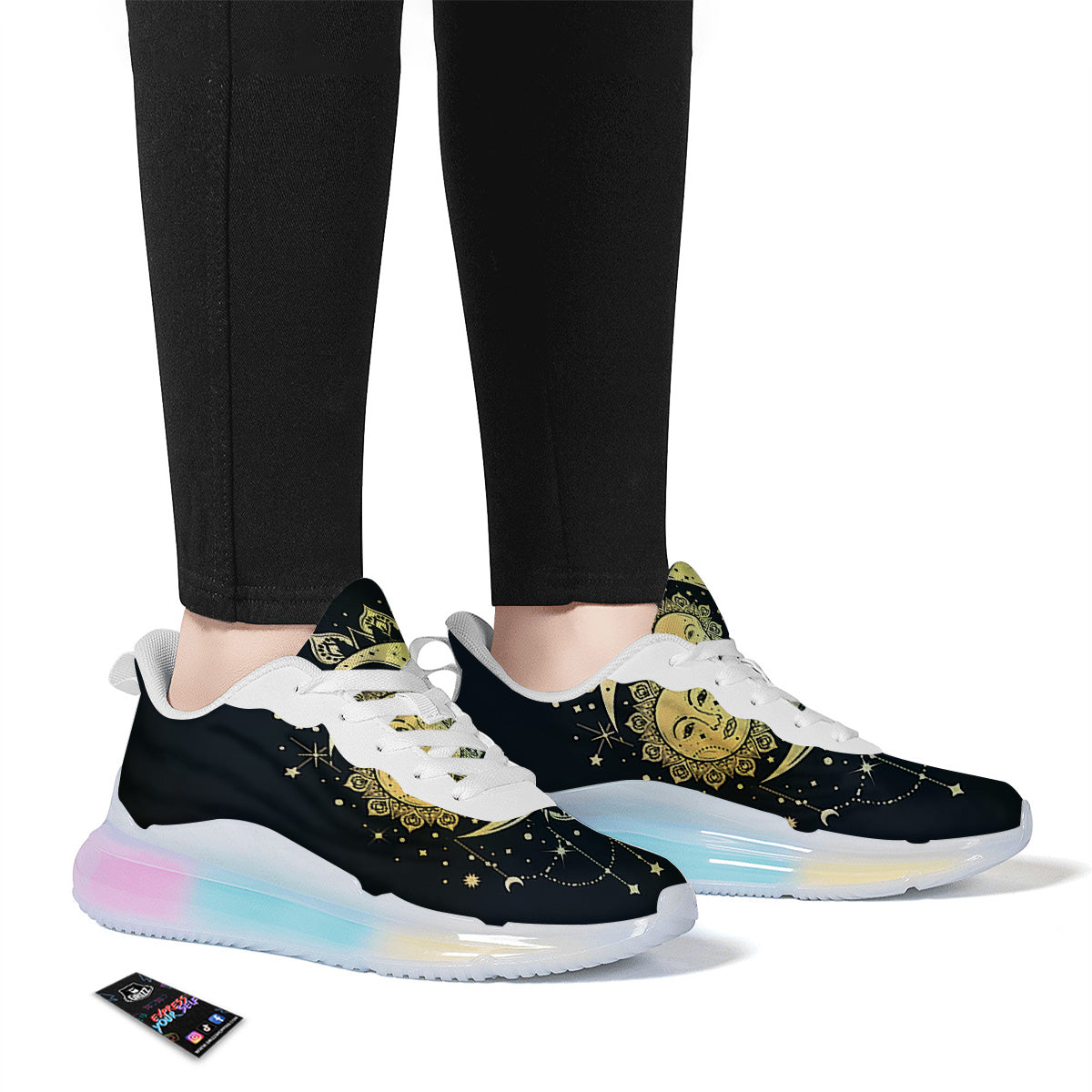 Sun And Bohemian Moon Print Running Sneakers-grizzshop