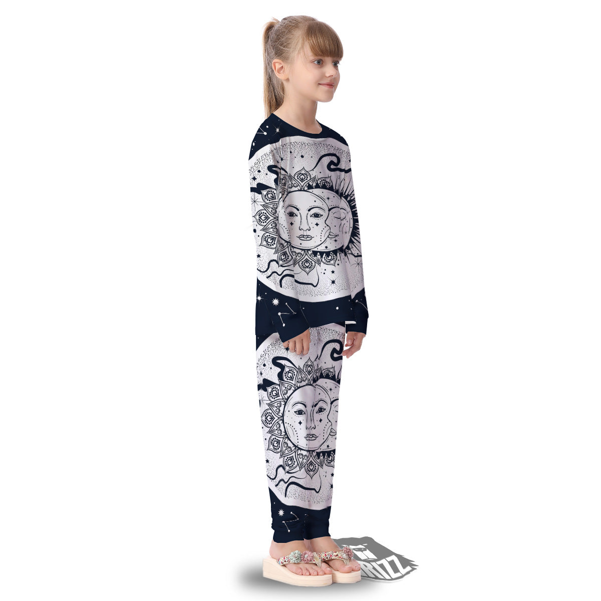 Sun And Moon Bohemian Celestial Print Kid's Pajamas-grizzshop
