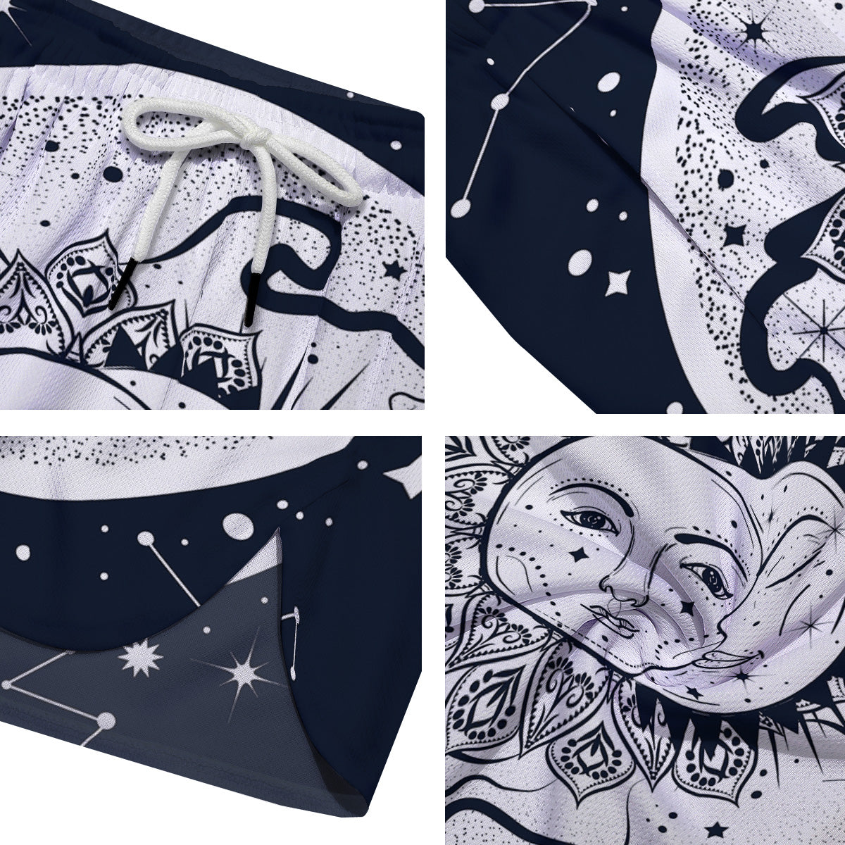Sun And Moon Bohemian Celestial Print Men's Running Shorts-grizzshop