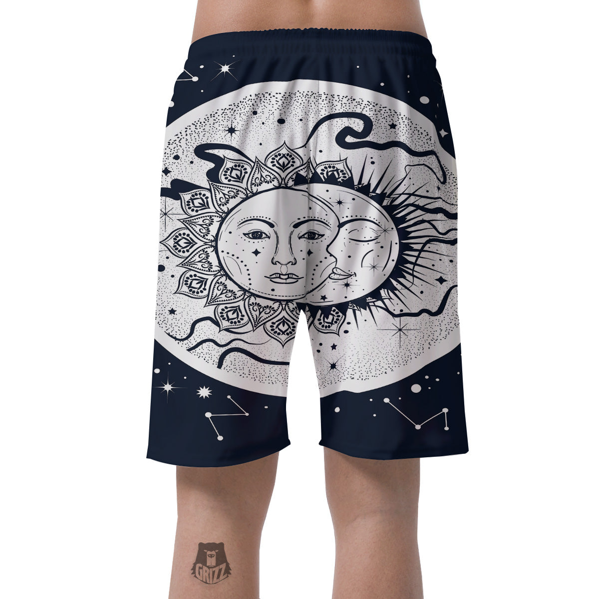Sun And Moon Bohemian Celestial Print Men's Shorts-grizzshop
