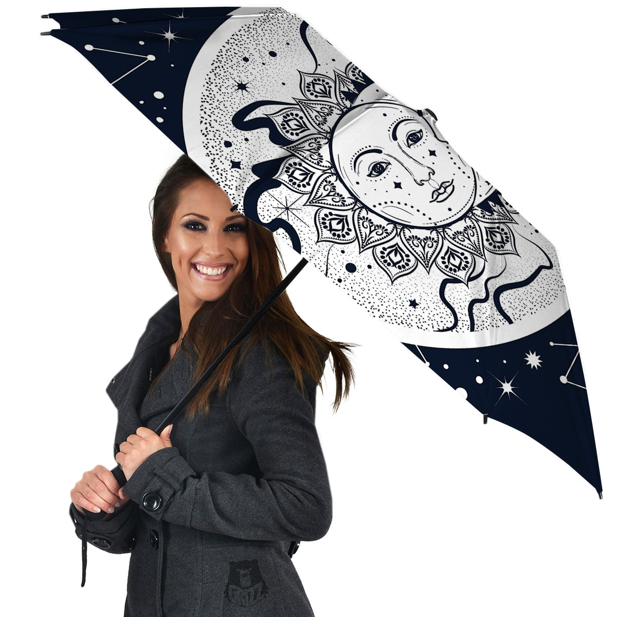 Sun And Moon Bohemian Celestial Print Umbrella-grizzshop