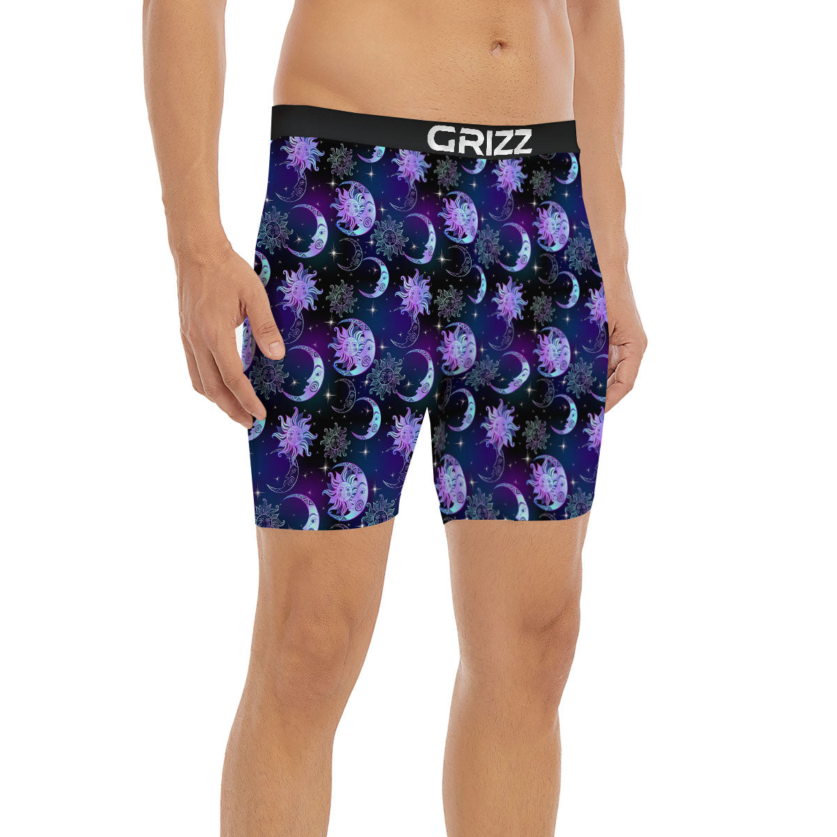 Sun And Moon Galaxy Celestial Print Boxer Briefs-grizzshop