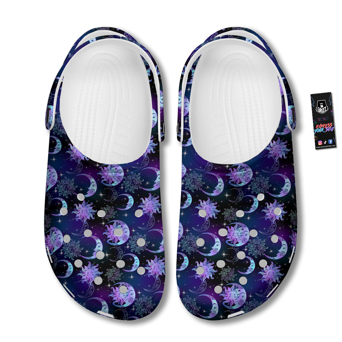 Sun And Moon Galaxy Celestial Print Clog-grizzshop