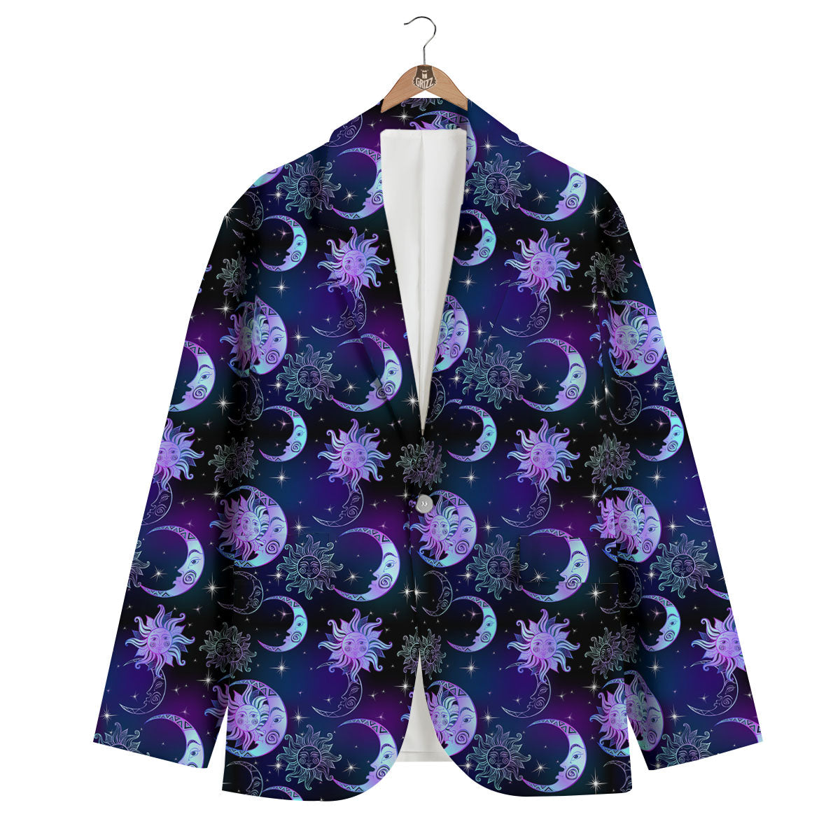 Sun And Moon Galaxy Celestial Print Men's Blazer-grizzshop