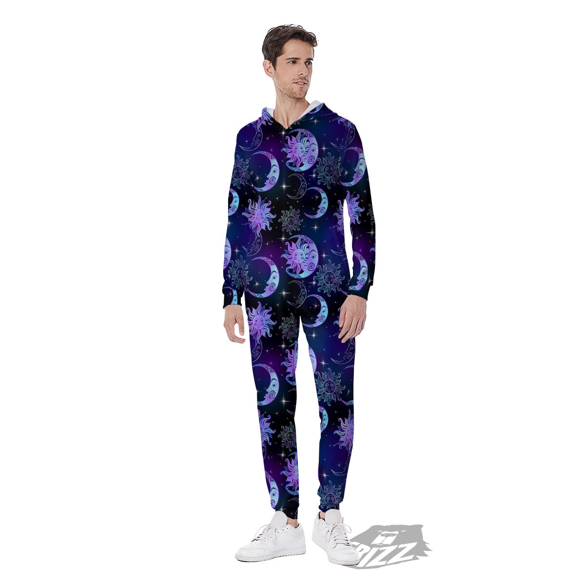 Sun And Moon Galaxy Celestial Print Men's Jumpsuit-grizzshop