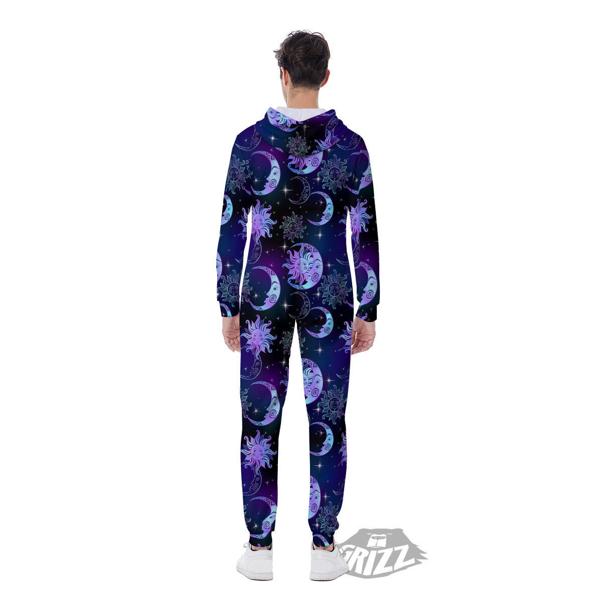 Sun And Moon Galaxy Celestial Print Men's Jumpsuit-grizzshop