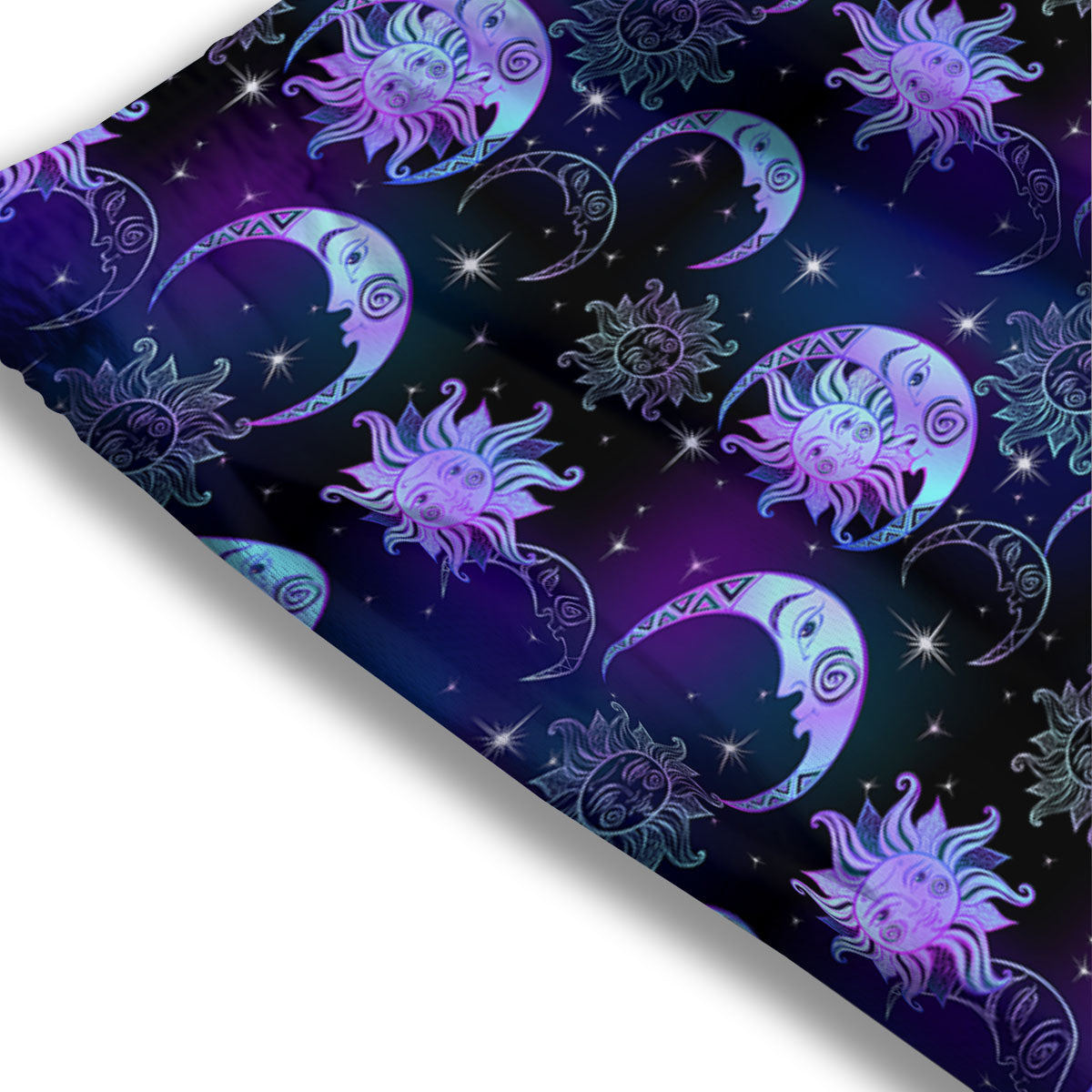 Sun And Moon Galaxy Celestial Print Mesh Shorts