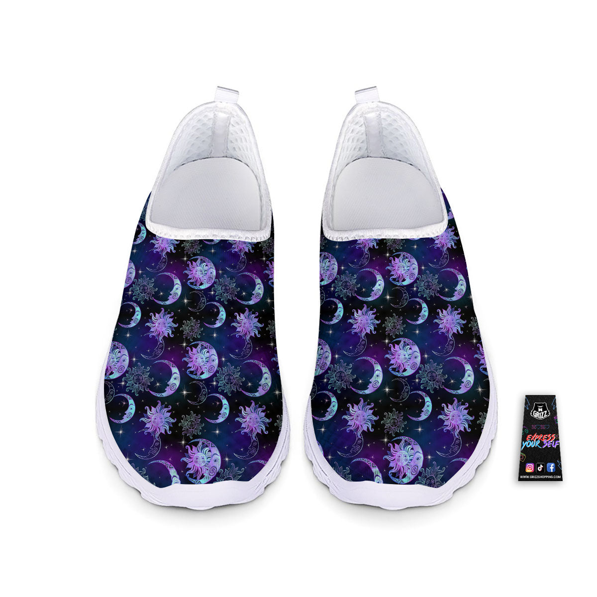 Sun And Moon Galaxy Celestial Print Nurse Shoes-grizzshop