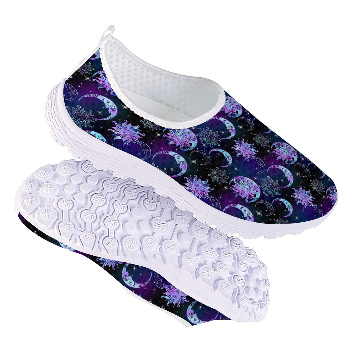 Sun And Moon Galaxy Celestial Print Nurse Shoes-grizzshop