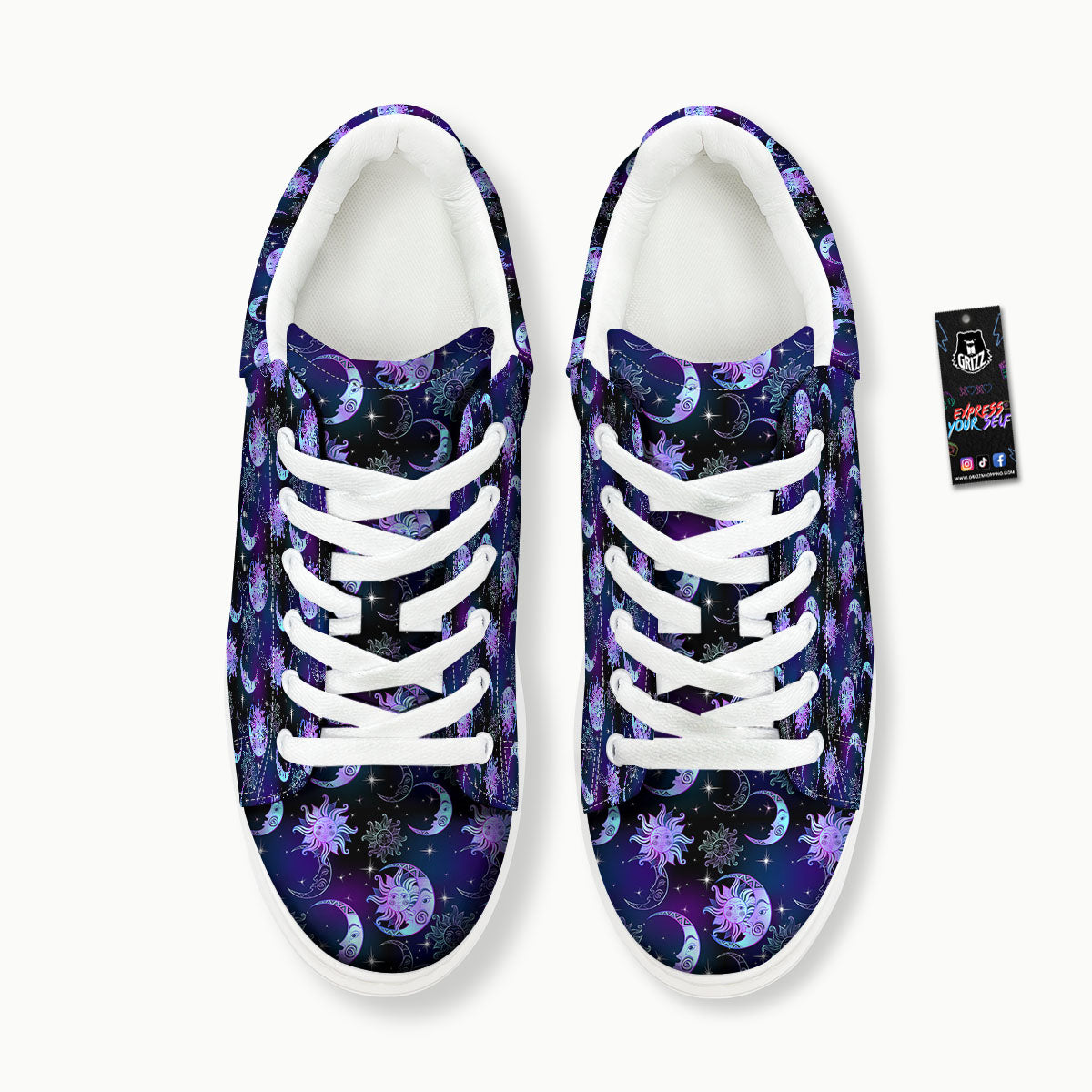 Sun And Moon Galaxy Celestial Print Platform Shoes-grizzshop