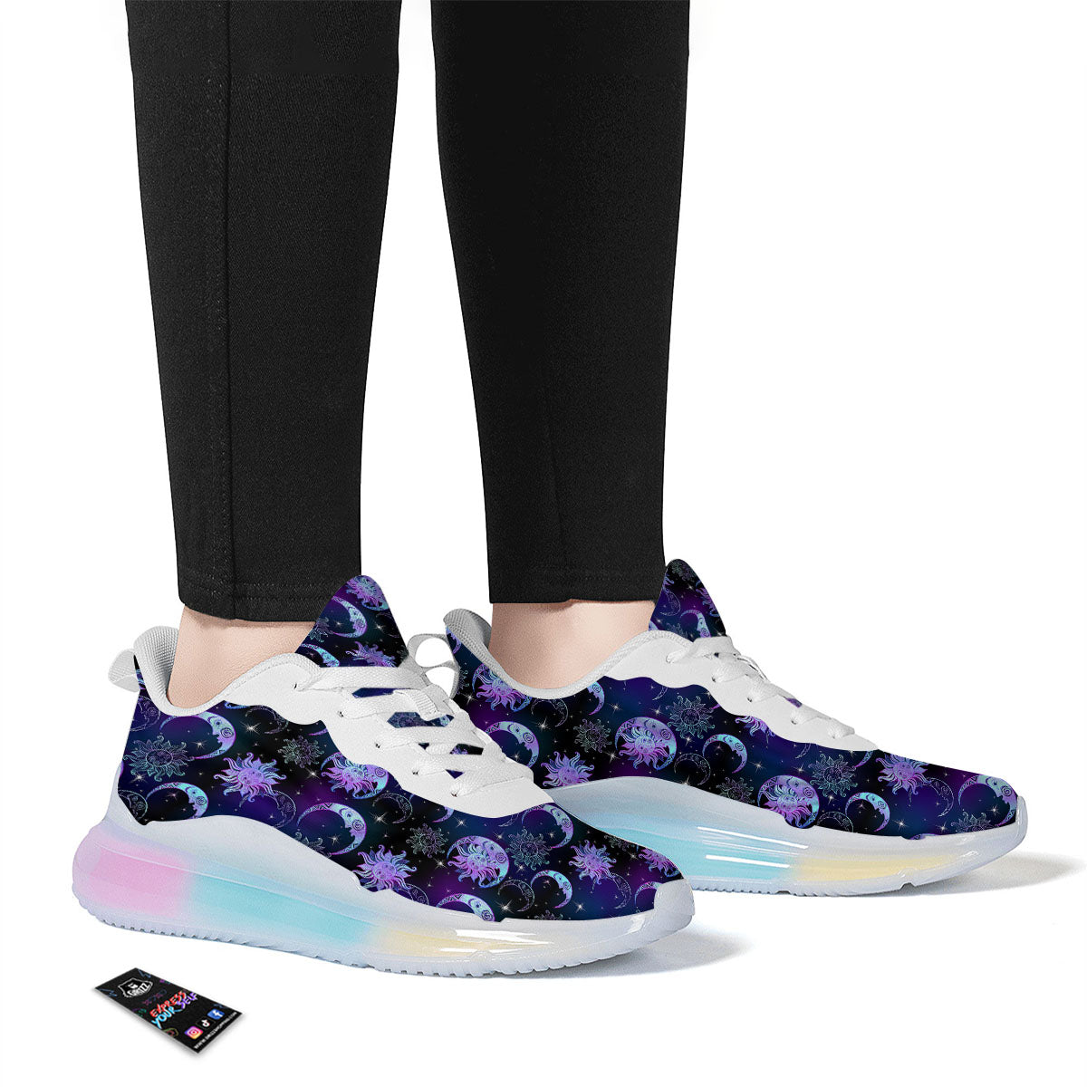 Sun And Moon Galaxy Celestial Print Running Sneakers-grizzshop