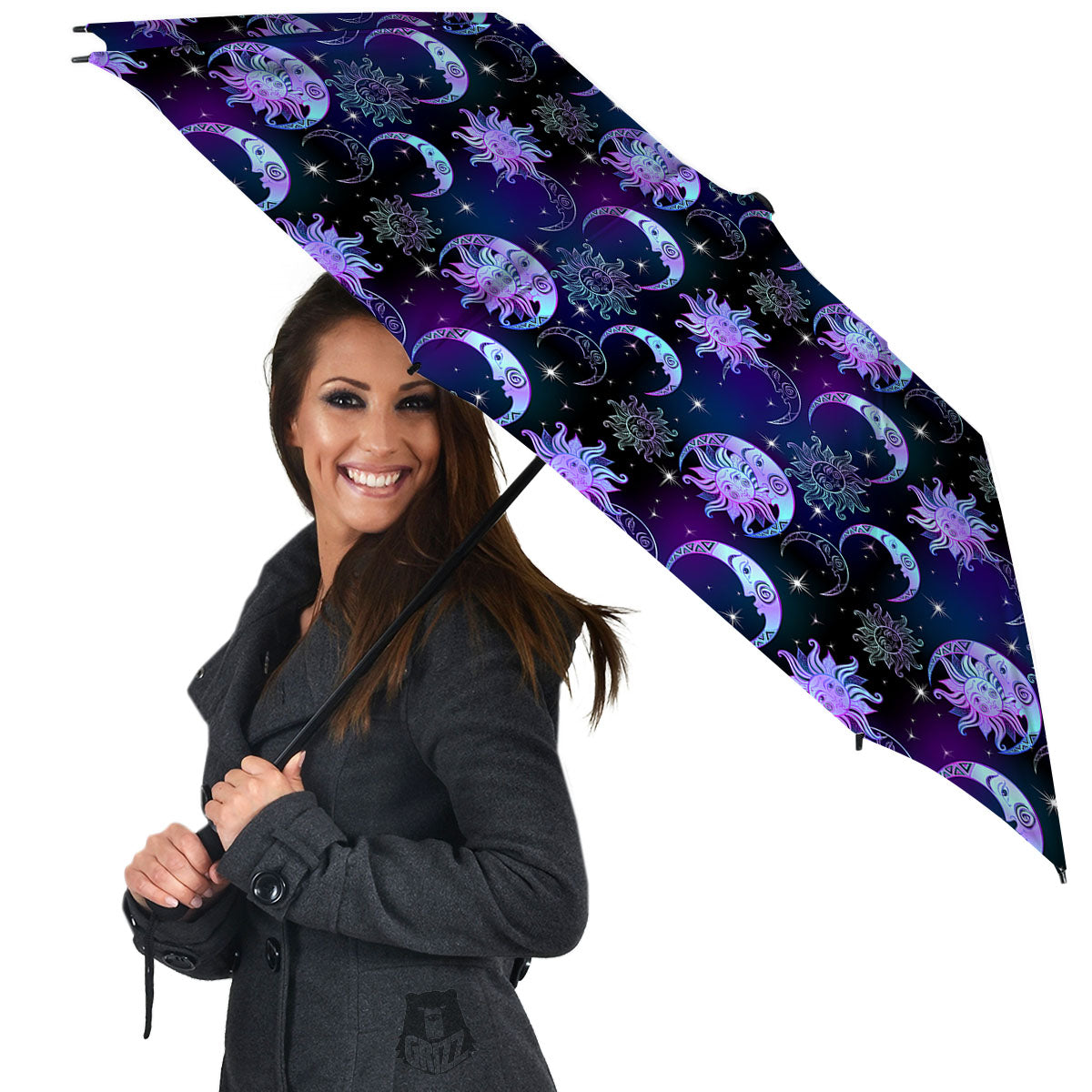 Sun And Moon Galaxy Celestial Print Umbrella-grizzshop