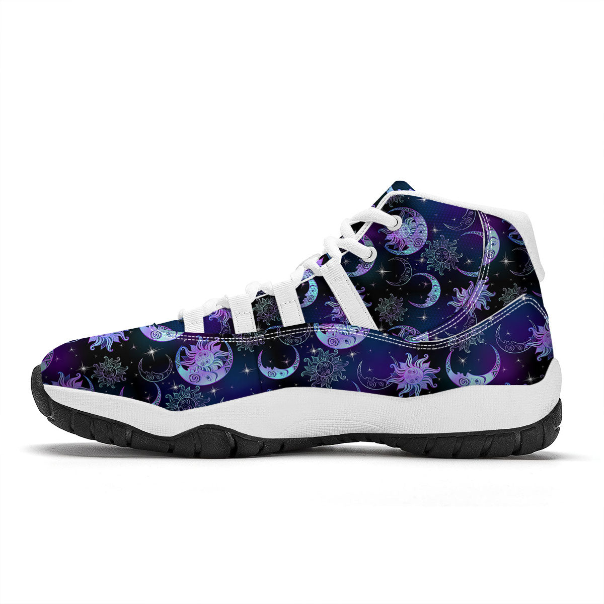 Sun And Moon Galaxy Celestial Print White Bball Shoes-grizzshop