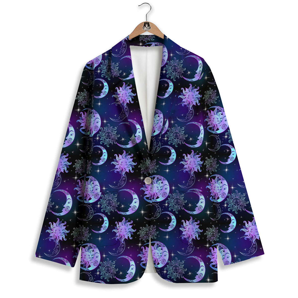 Sun And Moon Galaxy Celestial Print Women's Blazer-grizzshop