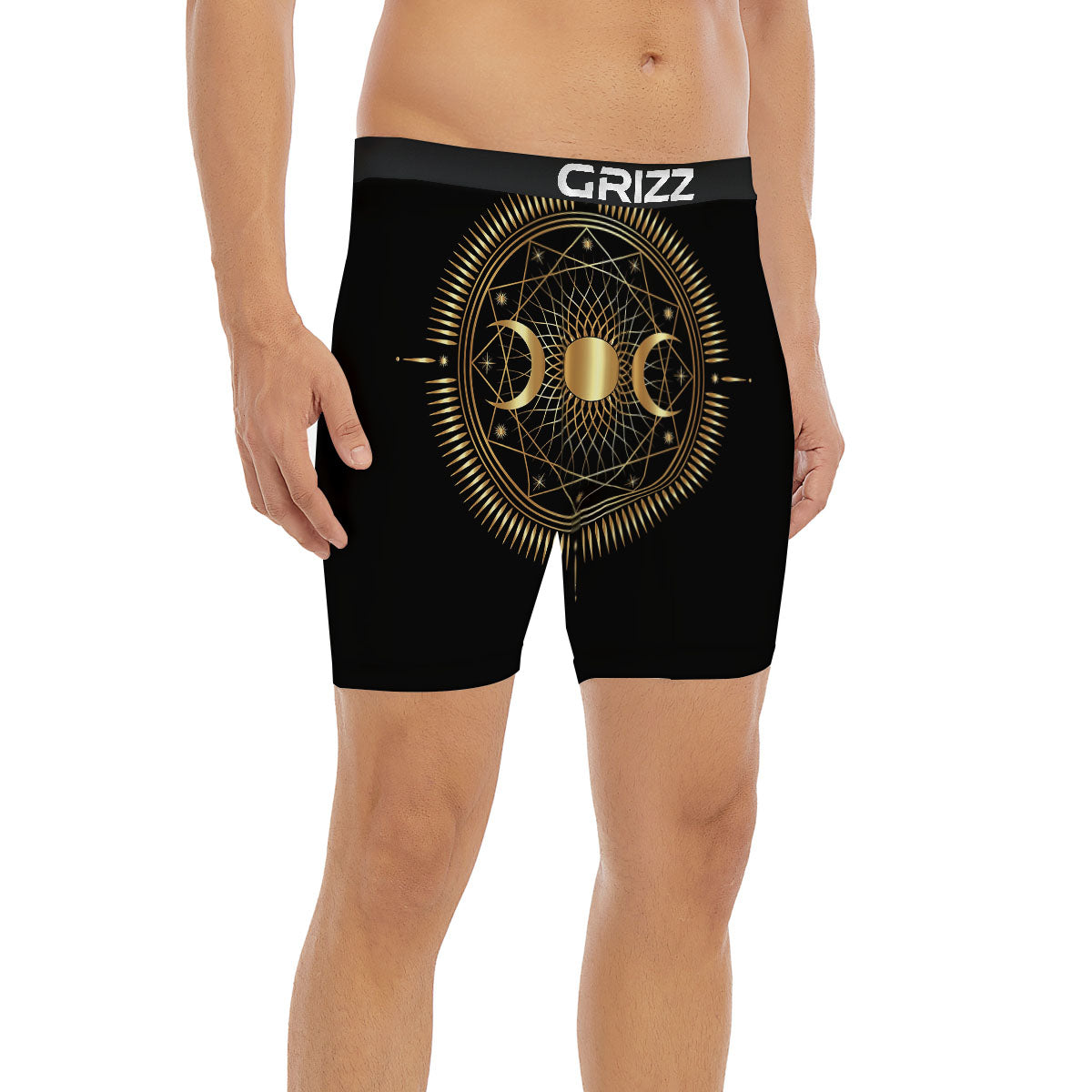 Sun And Moon Geometric Celestial Print Boxer Briefs-grizzshop