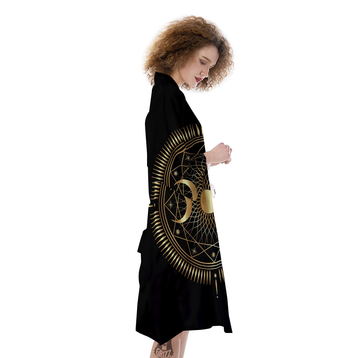 Sun And Moon Geometric Celestial Print Kimono-grizzshop