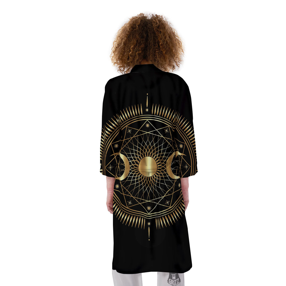 Sun And Moon Geometric Celestial Print Kimono-grizzshop