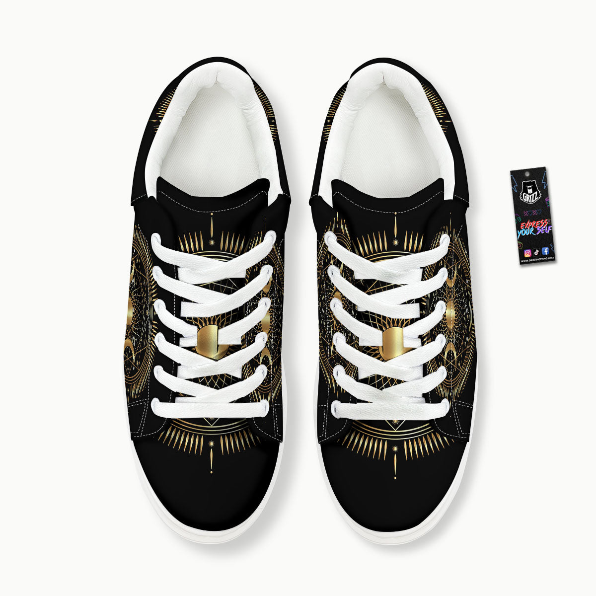 Sun And Moon Geometric Celestial Print Platform Shoes-grizzshop