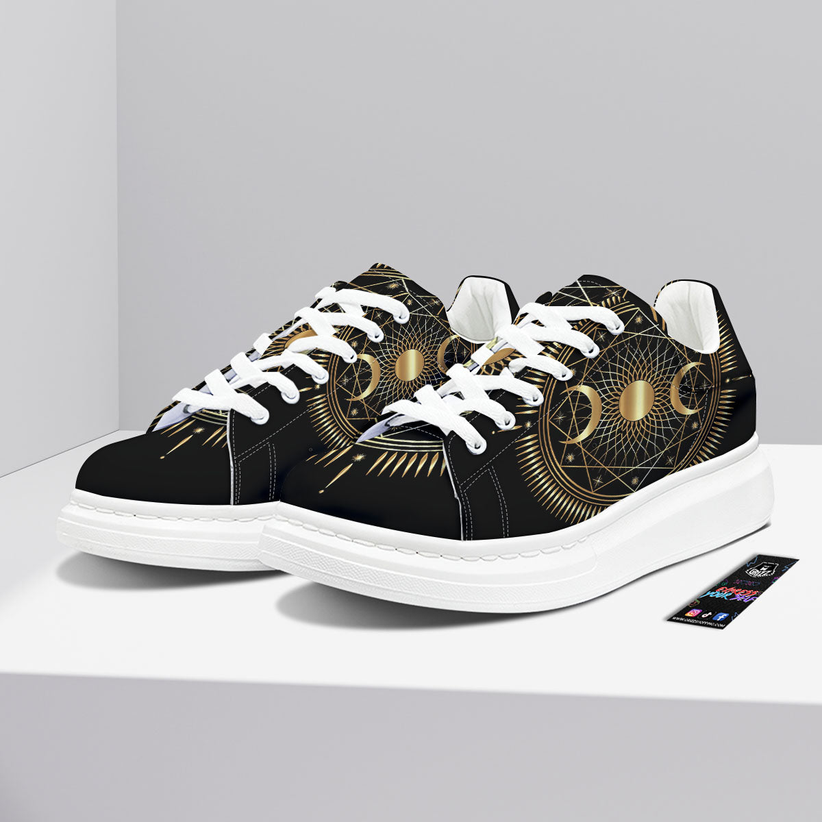 Sun And Moon Geometric Celestial Print Platform Shoes-grizzshop