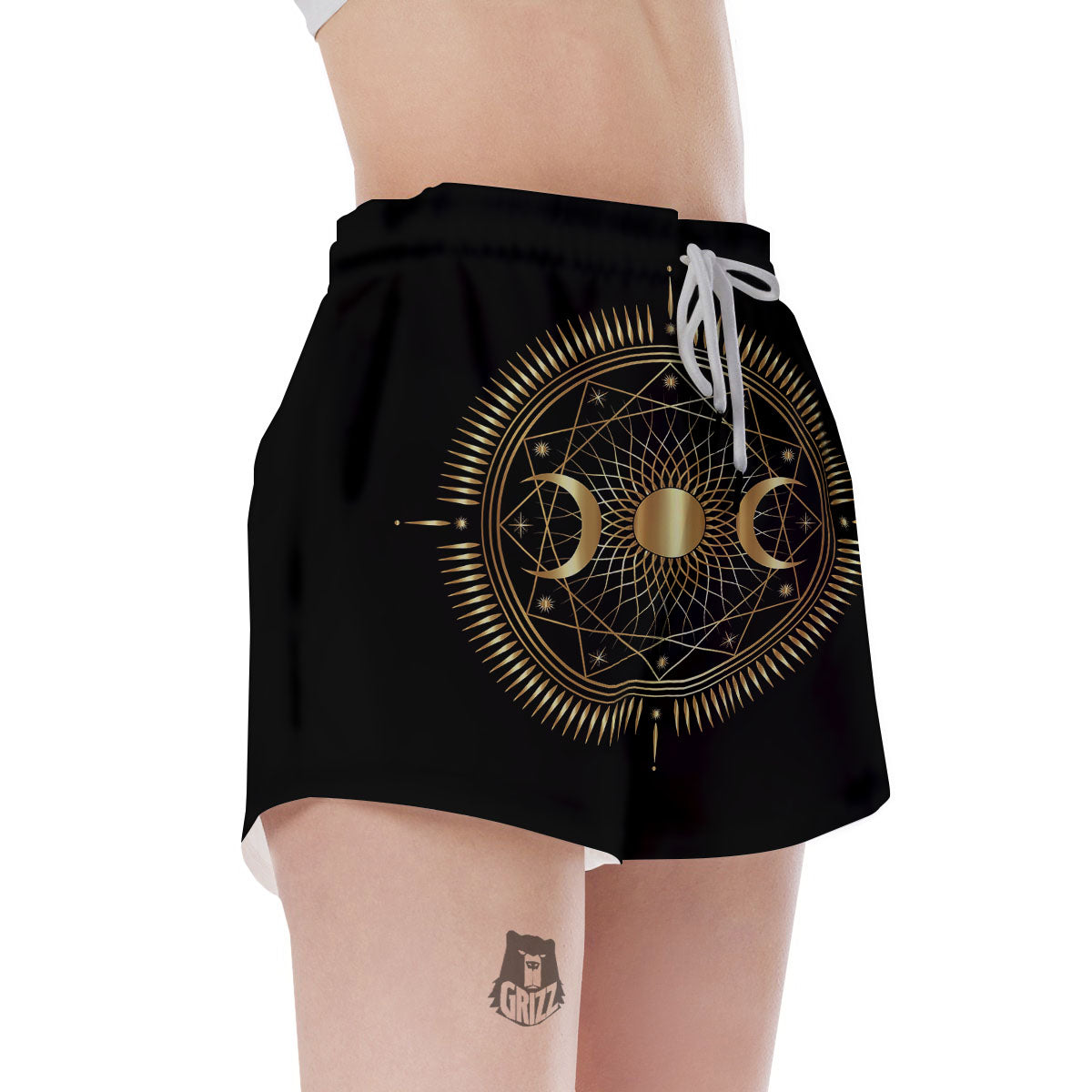 Sun And Moon Geometric Celestial Print Women's Shorts-grizzshop