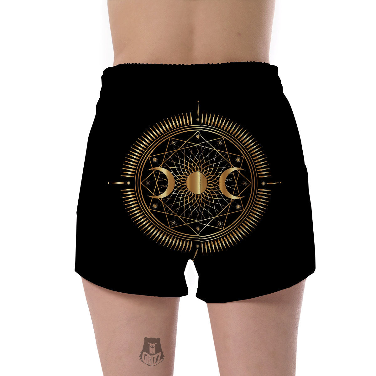 Sun And Moon Geometric Celestial Print Women's Shorts-grizzshop