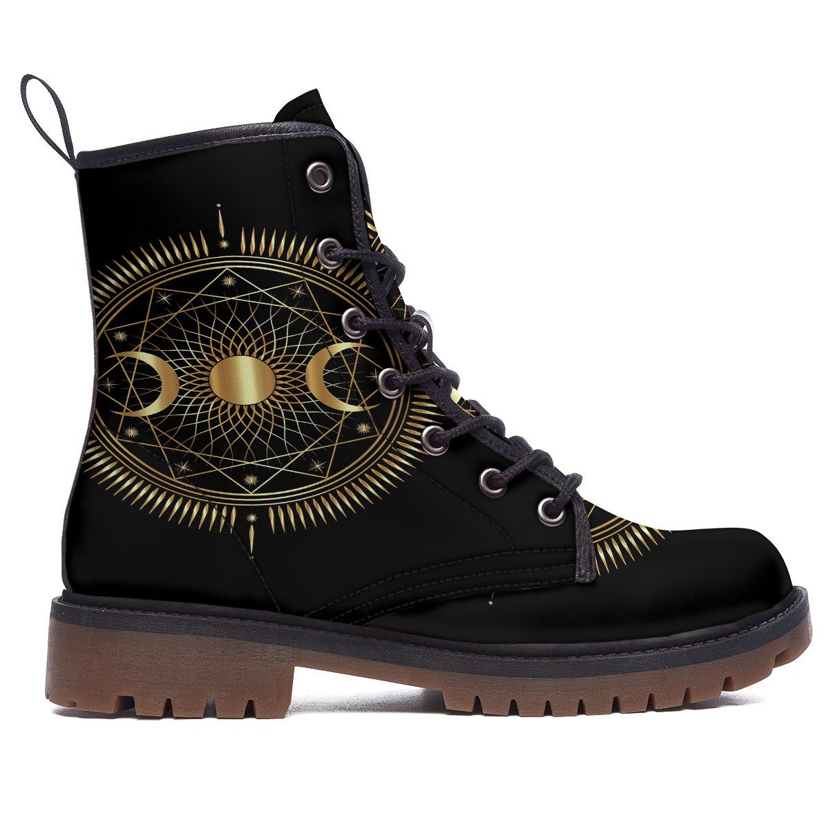 Sun And Moon Geometric Celestial Print Work Boots-grizzshop