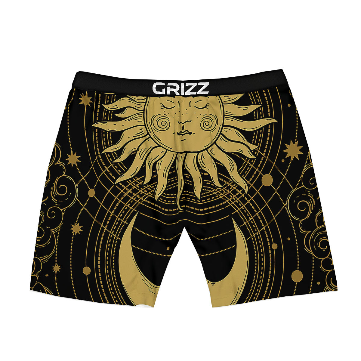 Sun And Vintage Moon Print Boxer Briefs-grizzshop