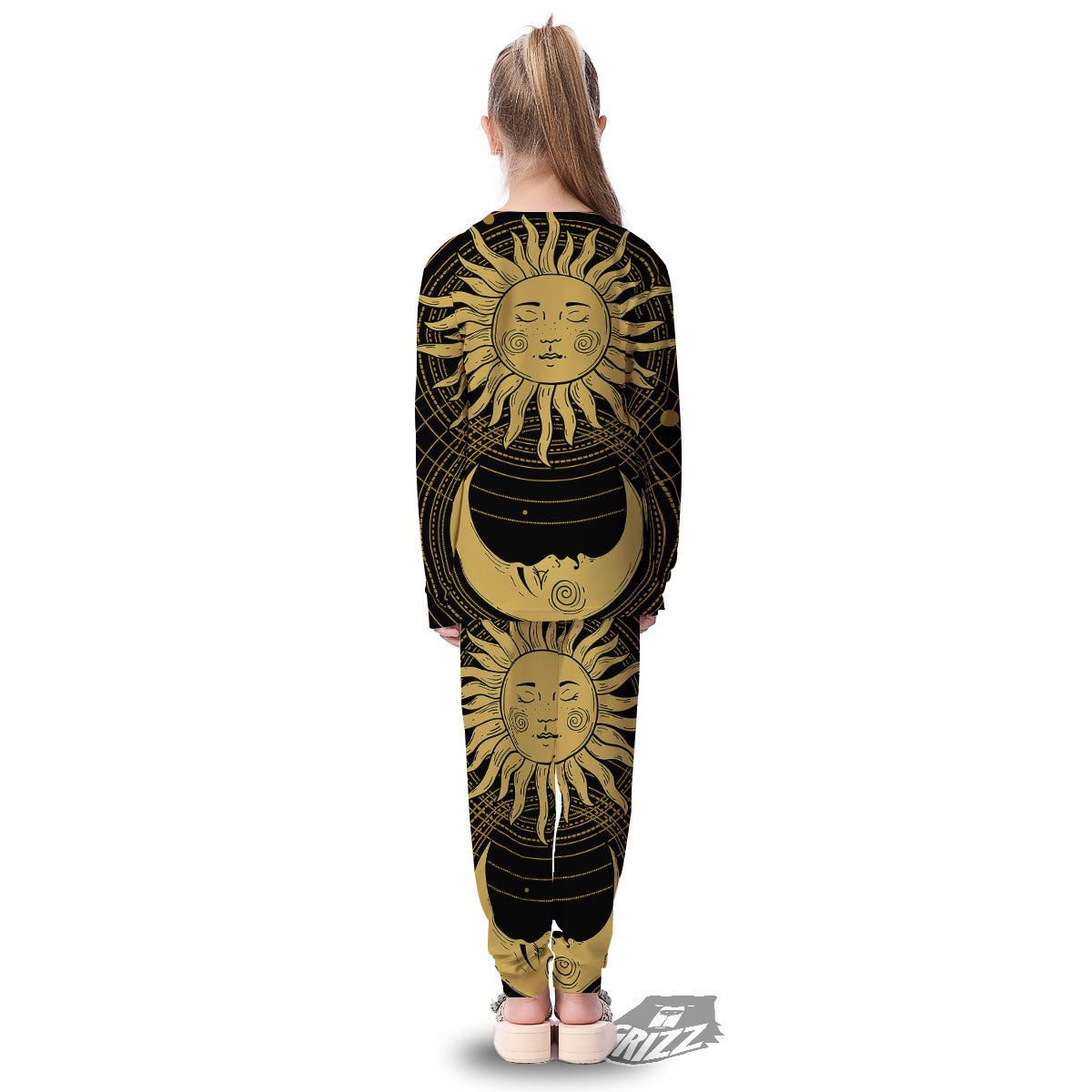 Sun And Vintage Moon Print Kid's Pajamas-grizzshop
