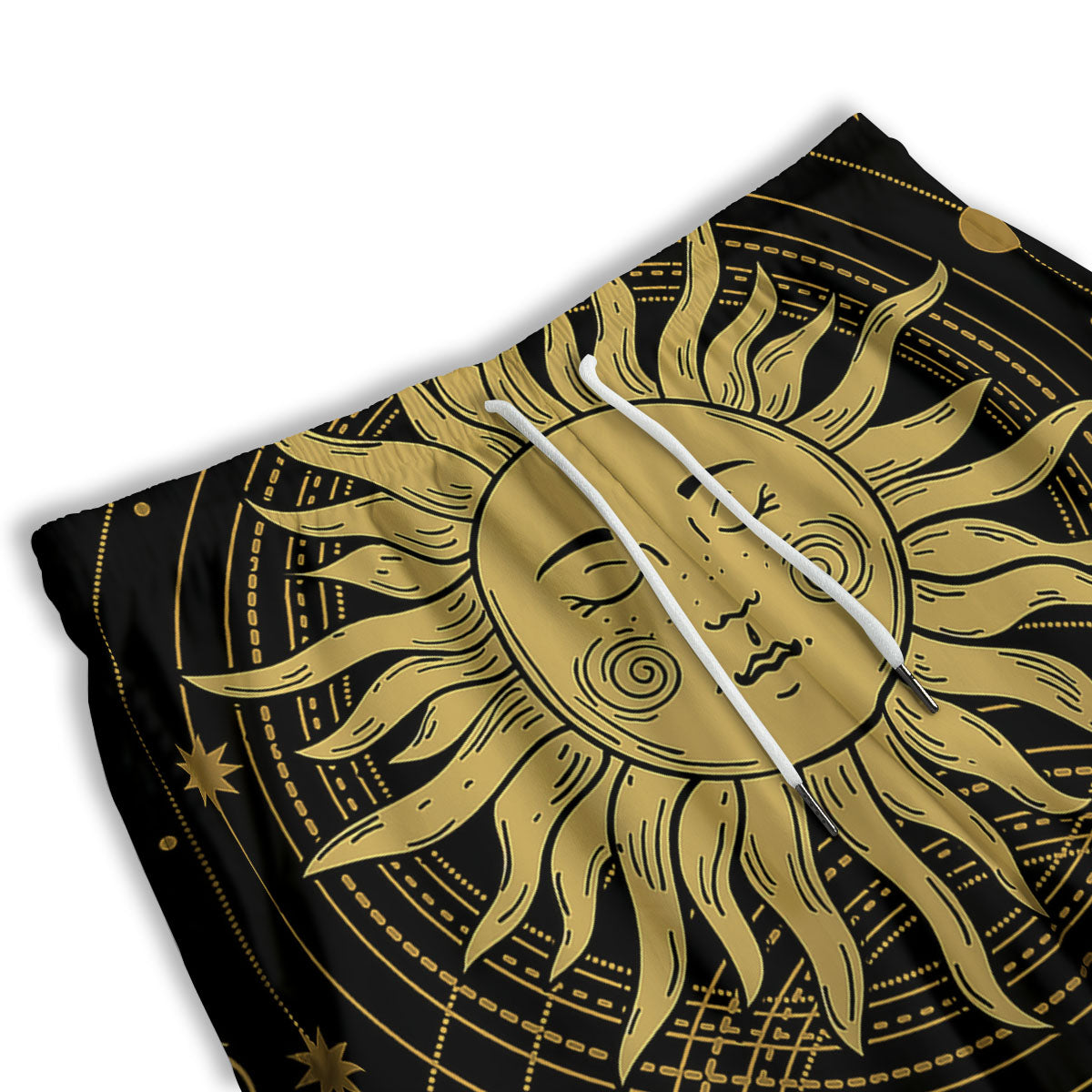 Sun And Vintage Moon Print Men's Athletic Shorts