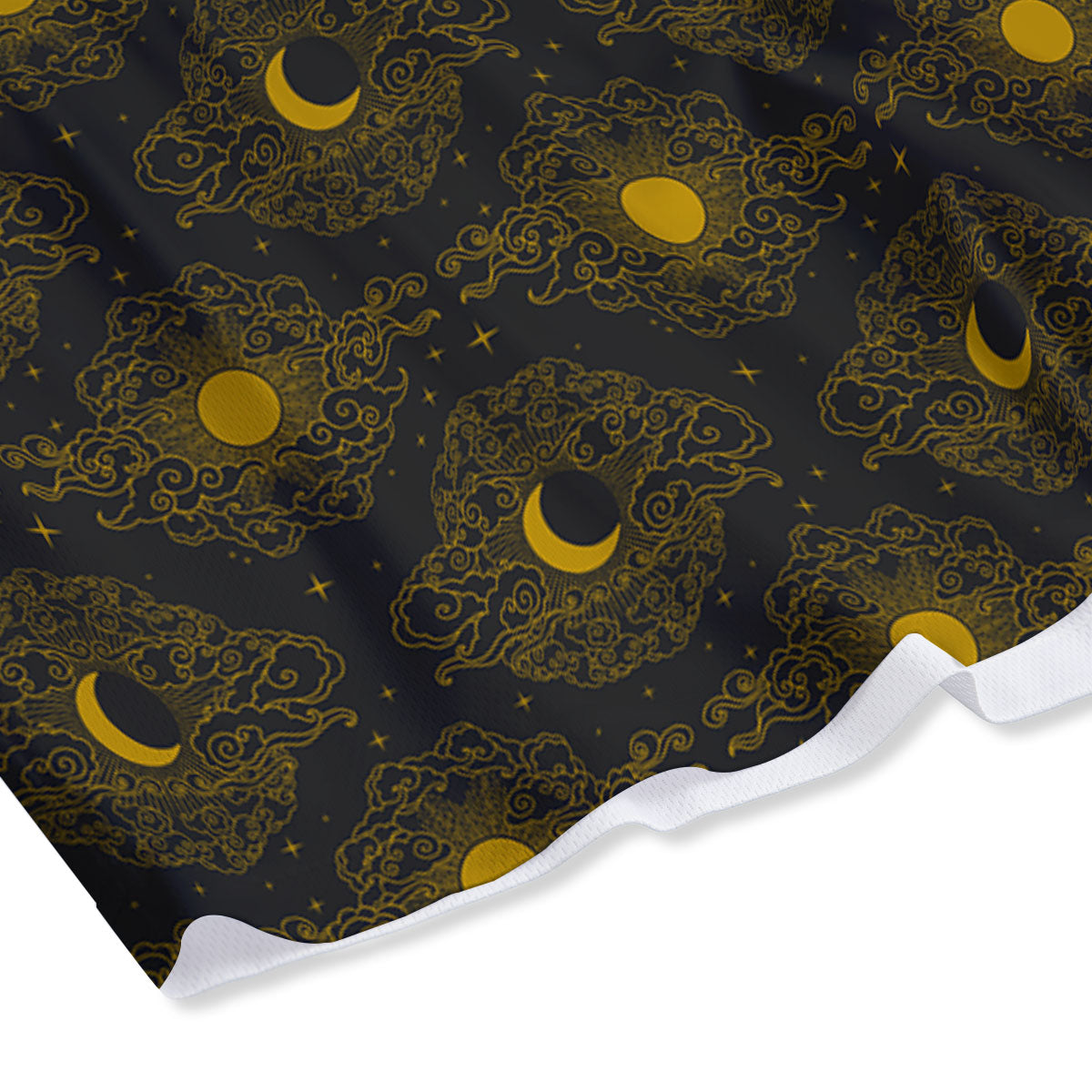 Sun And Vintage Moon Print Pattern Mesh Shorts