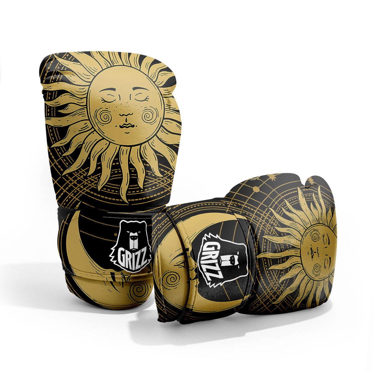 Sun And Vintage Moon Print Pro Boxing Glove
