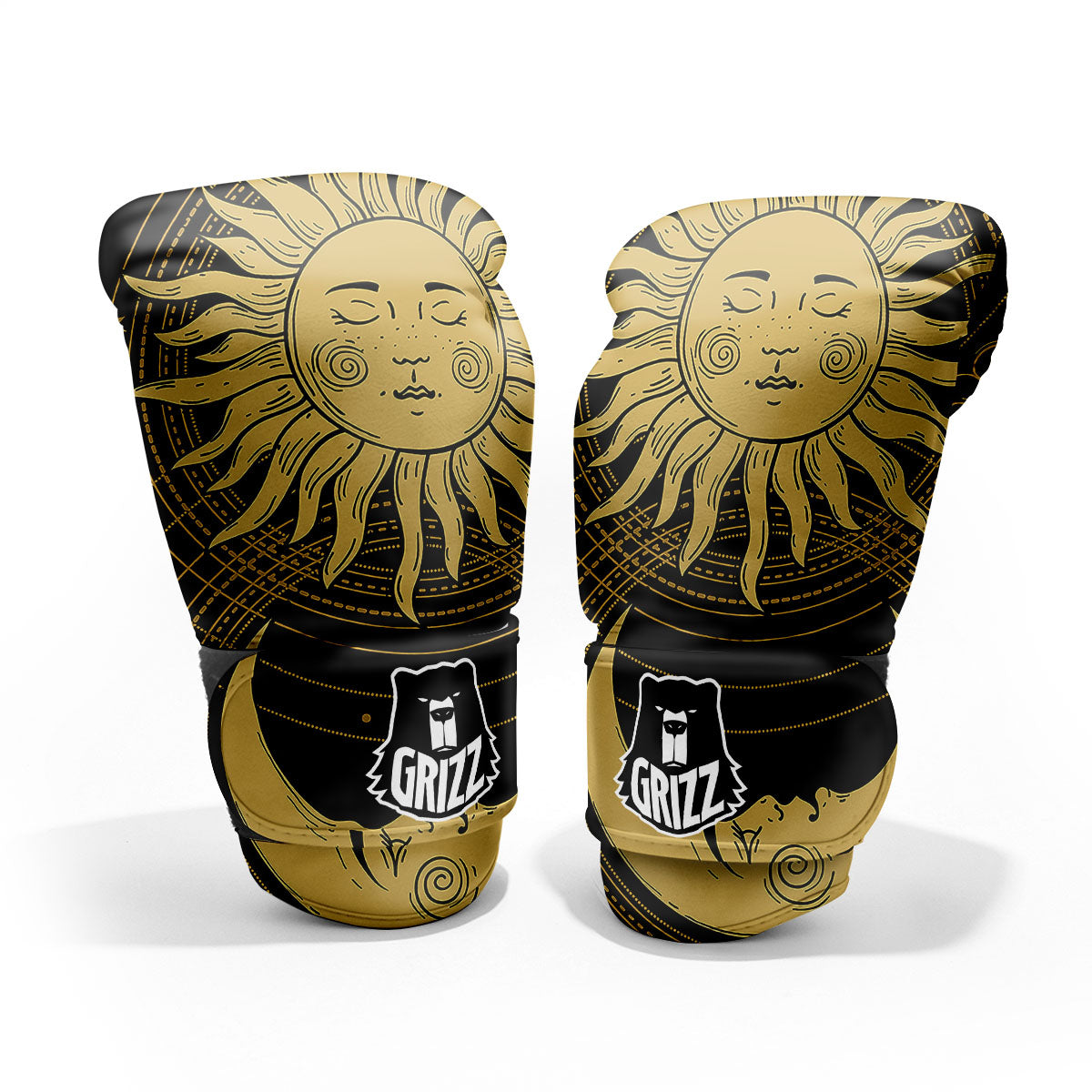 Sun And Vintage Moon Print Pro Boxing Glove