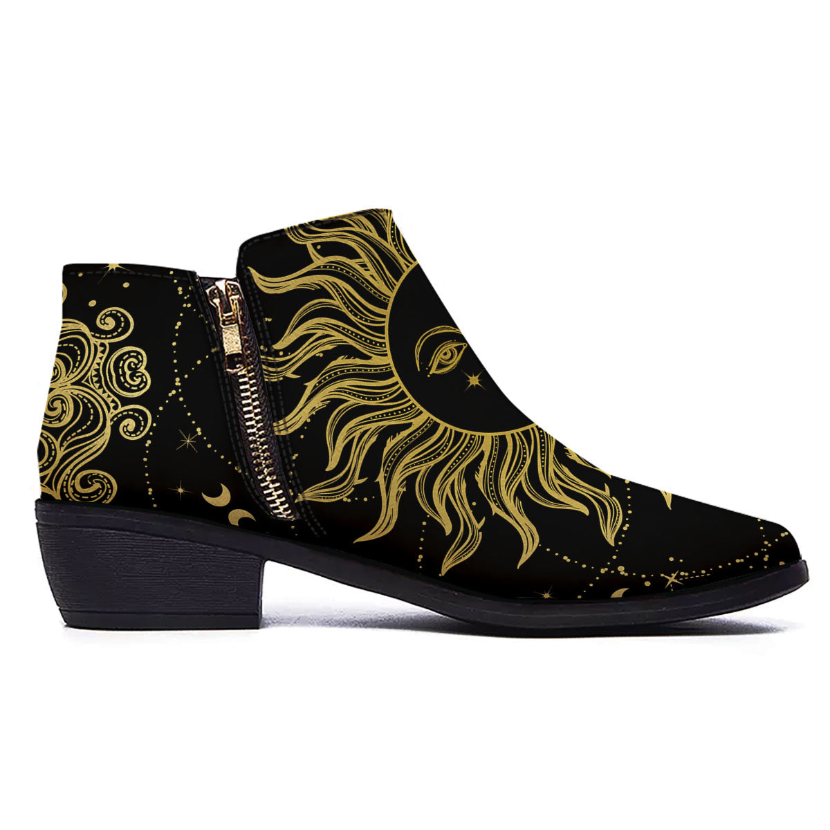 Sun Celestial Vintage Print Ankle Boots-grizzshop