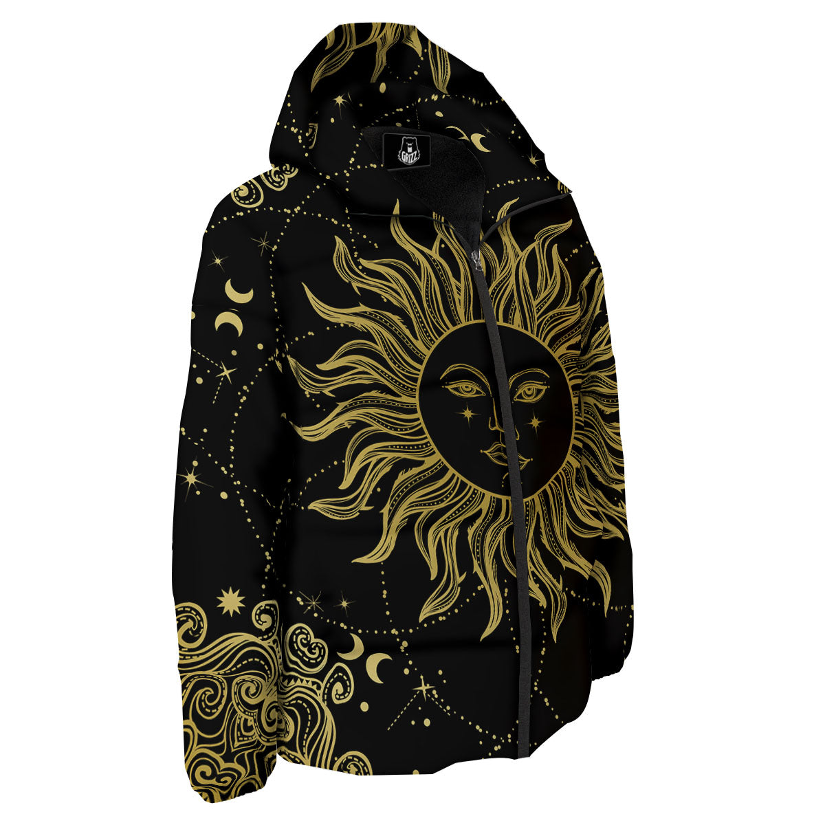 Sun Celestial Vintage Print Down Jacket-grizzshop