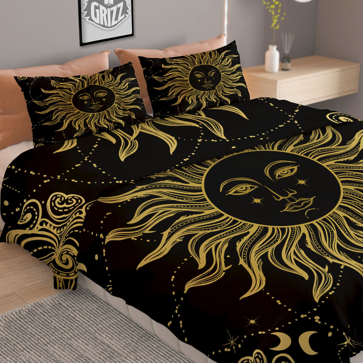 Sun Celestial Vintage Print Duvet Cover Bedding Set