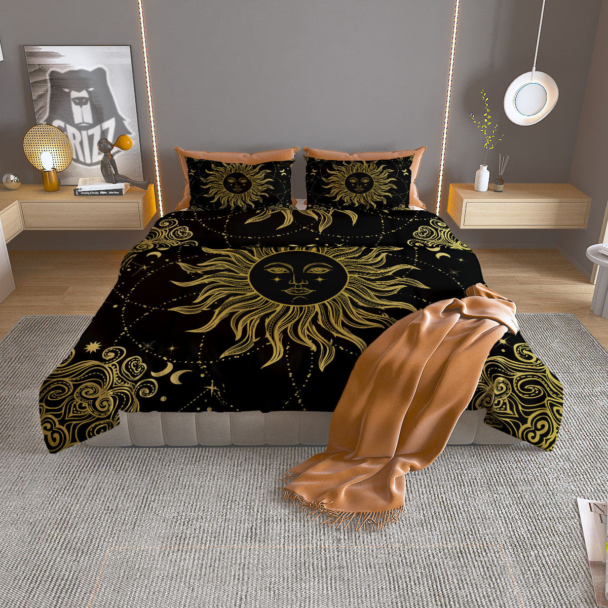 Sun Celestial Vintage Print Duvet Cover Bedding Set