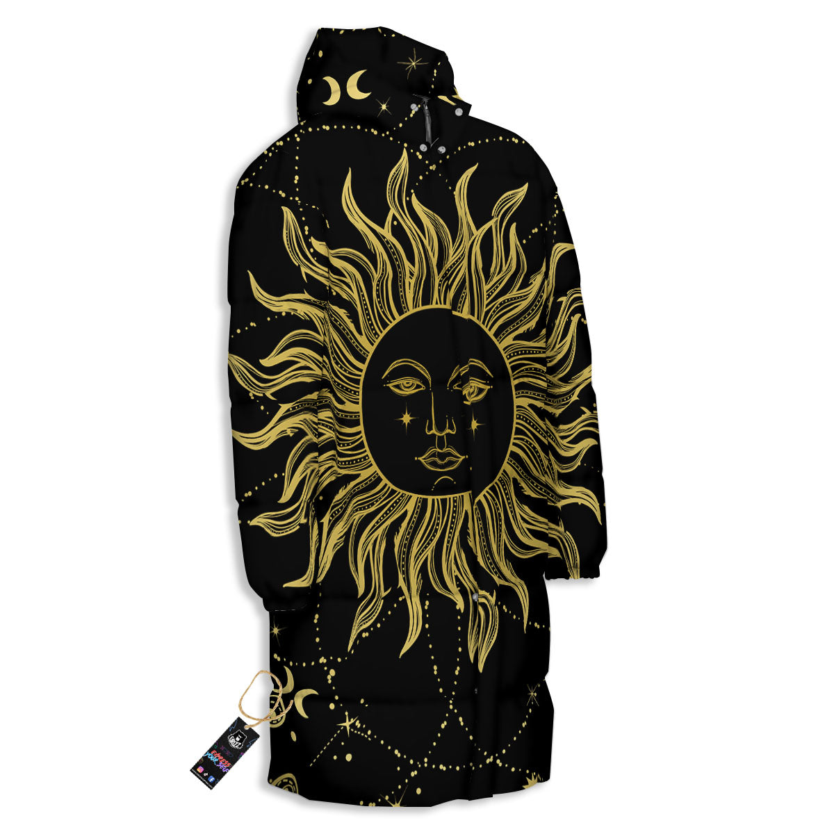 Sun Celestial Vintage Print Long Down Jacket-grizzshop