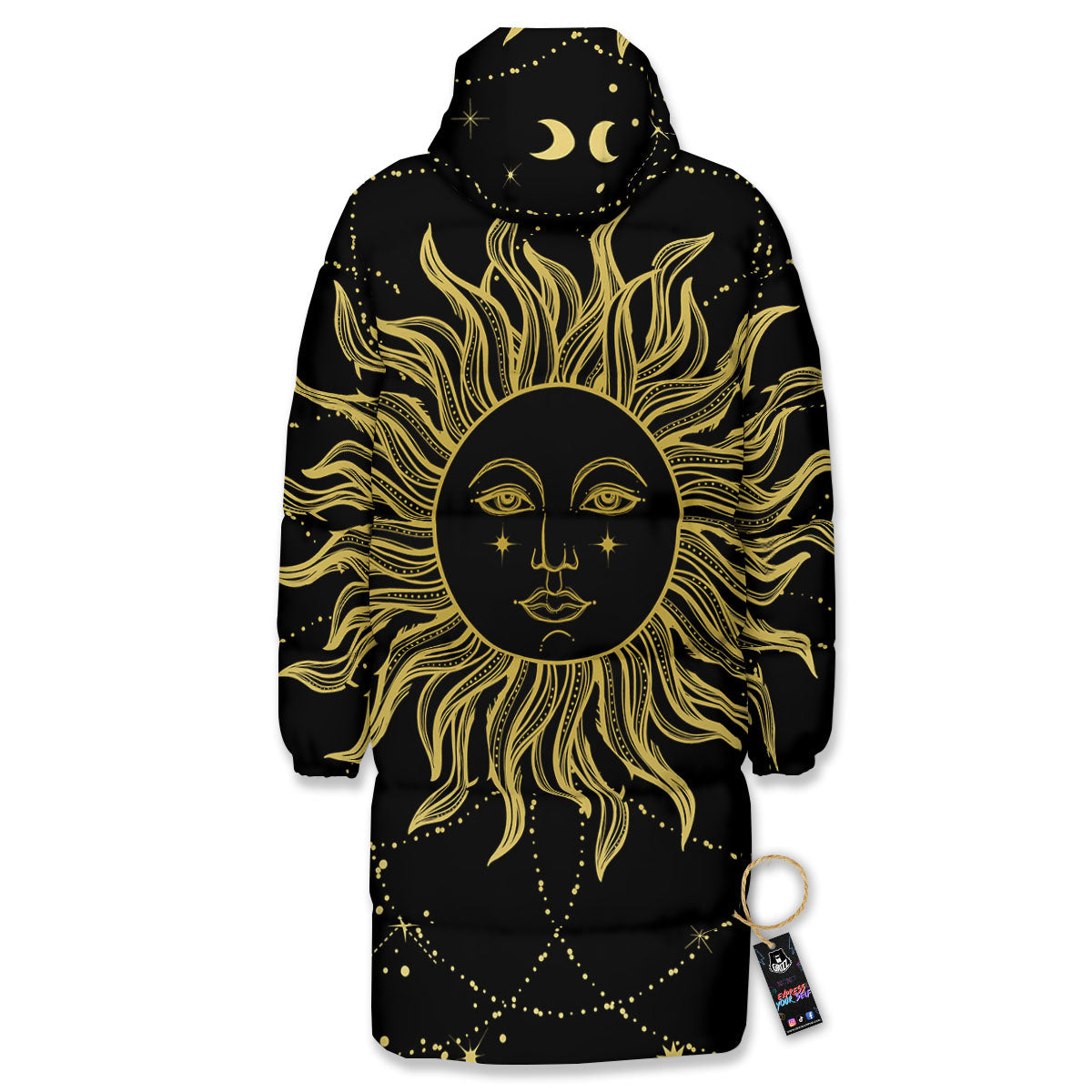 Sun Celestial Vintage Print Long Down Jacket-grizzshop
