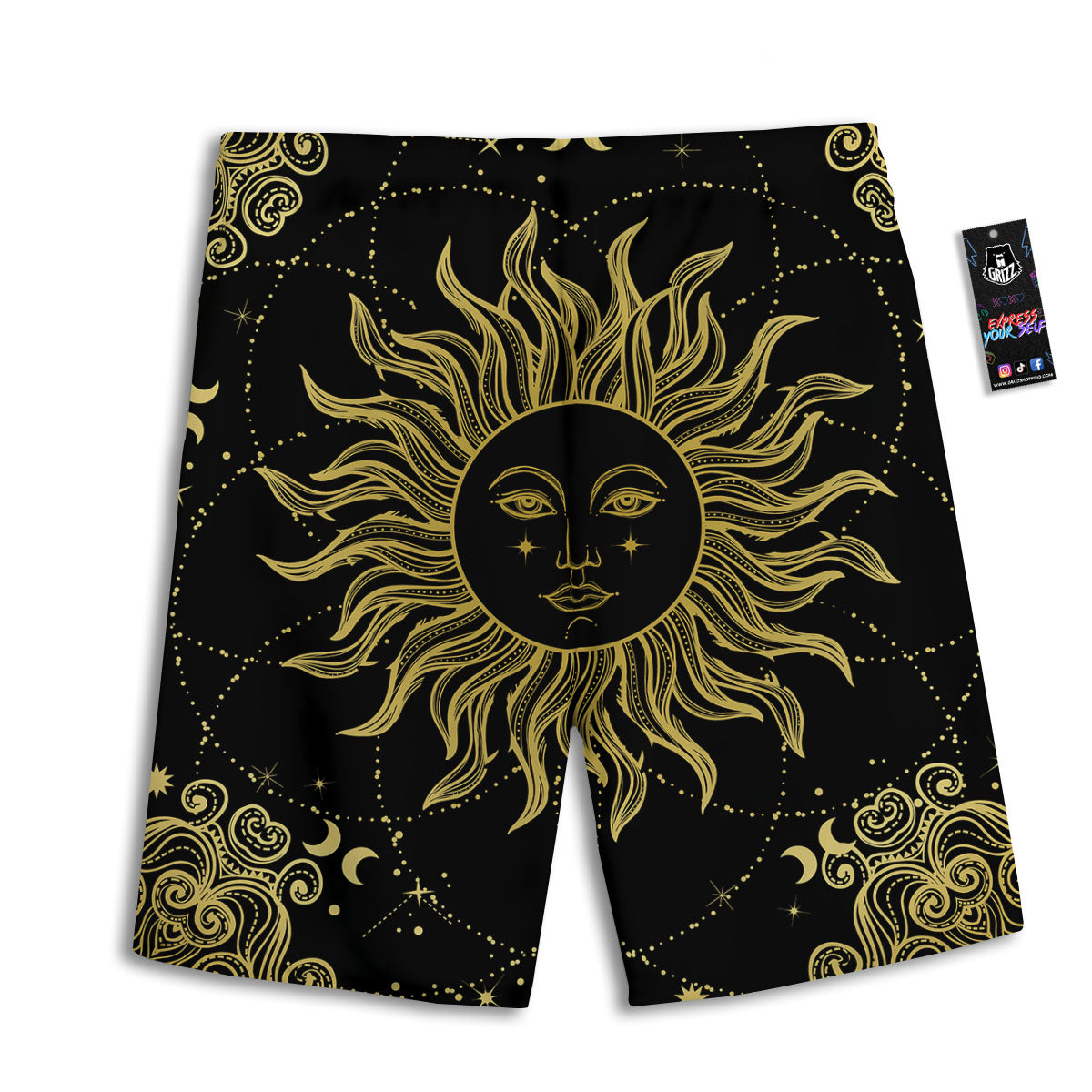 Sun Celestial Vintage Print Men's Athletic Shorts