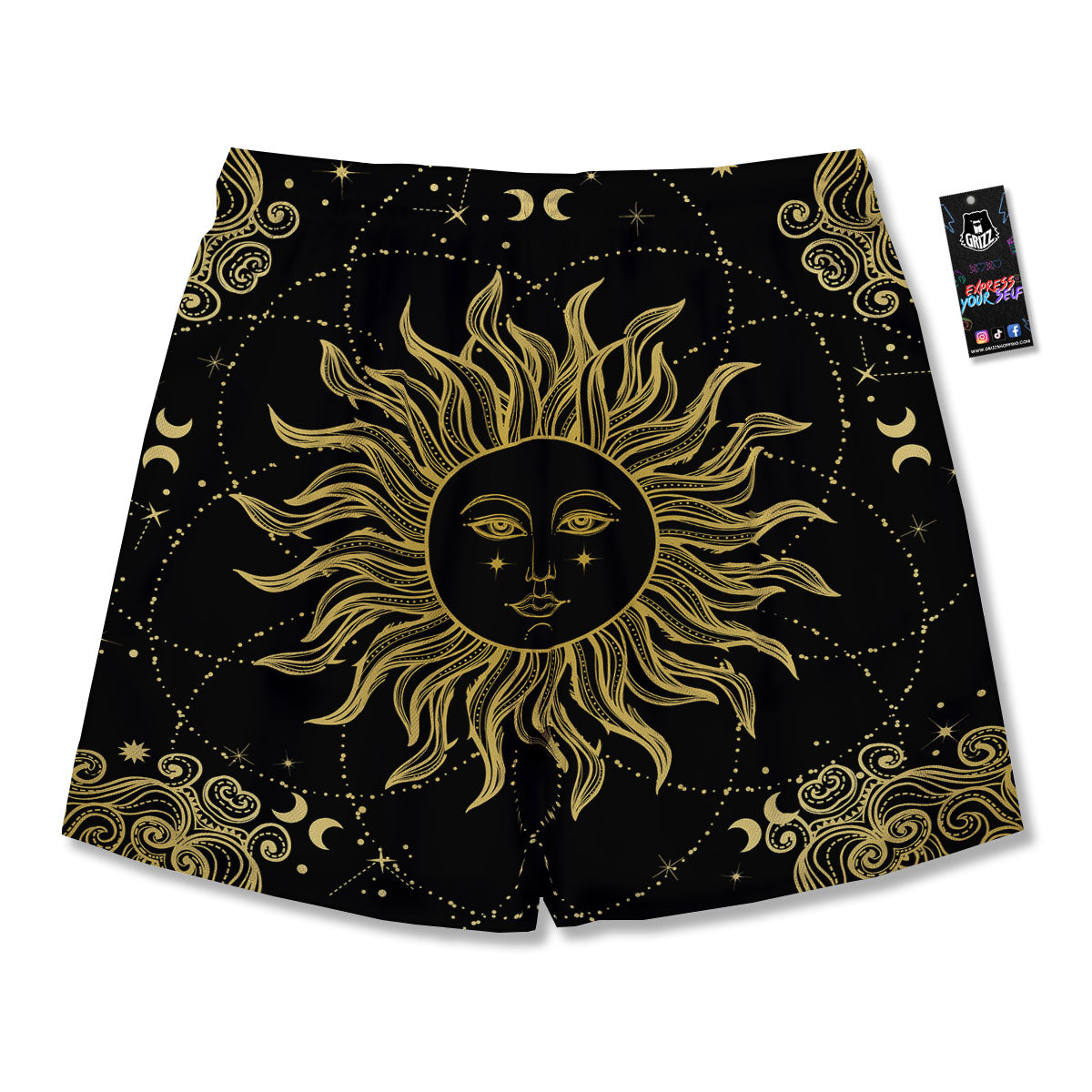 Sun Celestial Vintage Print Men's Running Shorts-grizzshop