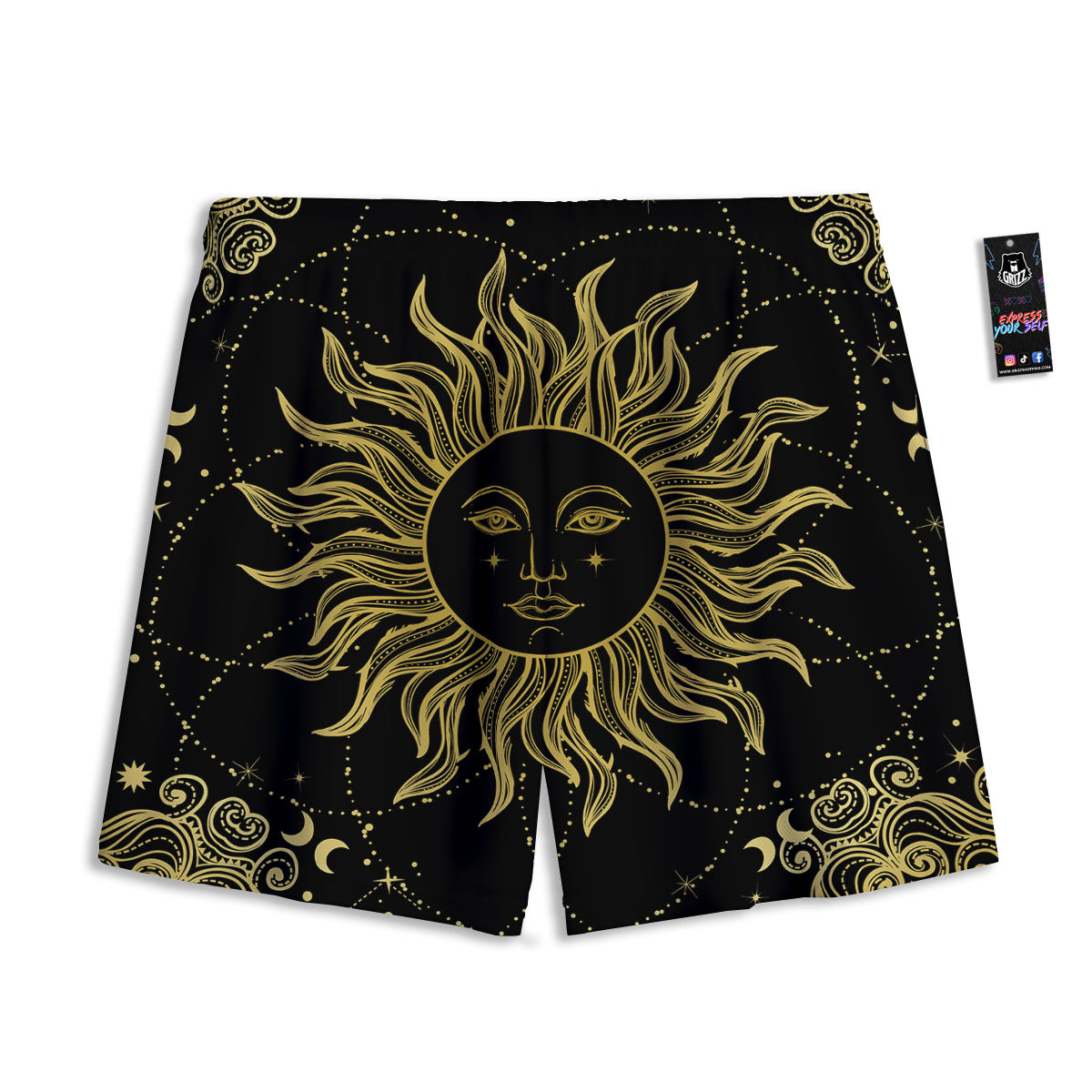 Sun Celestial Vintage Print Mesh Shorts