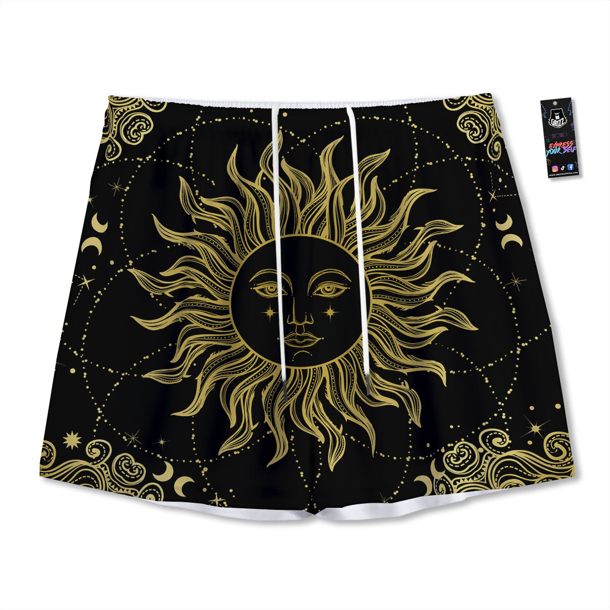 Sun Celestial Vintage Print Mesh Shorts